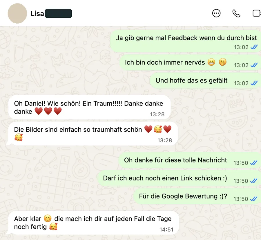 WhatsApp-Nachricht: die Bilder sind ein Traum.